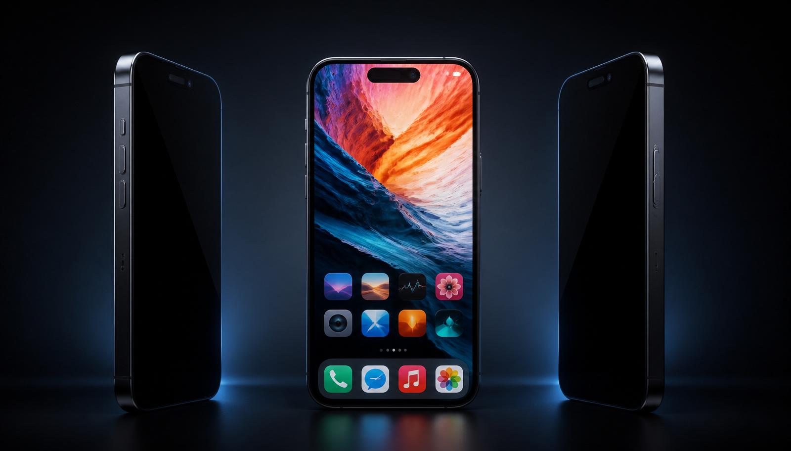 Drei Smartphones: seitlich dunkel, frontal klar erkennbar
